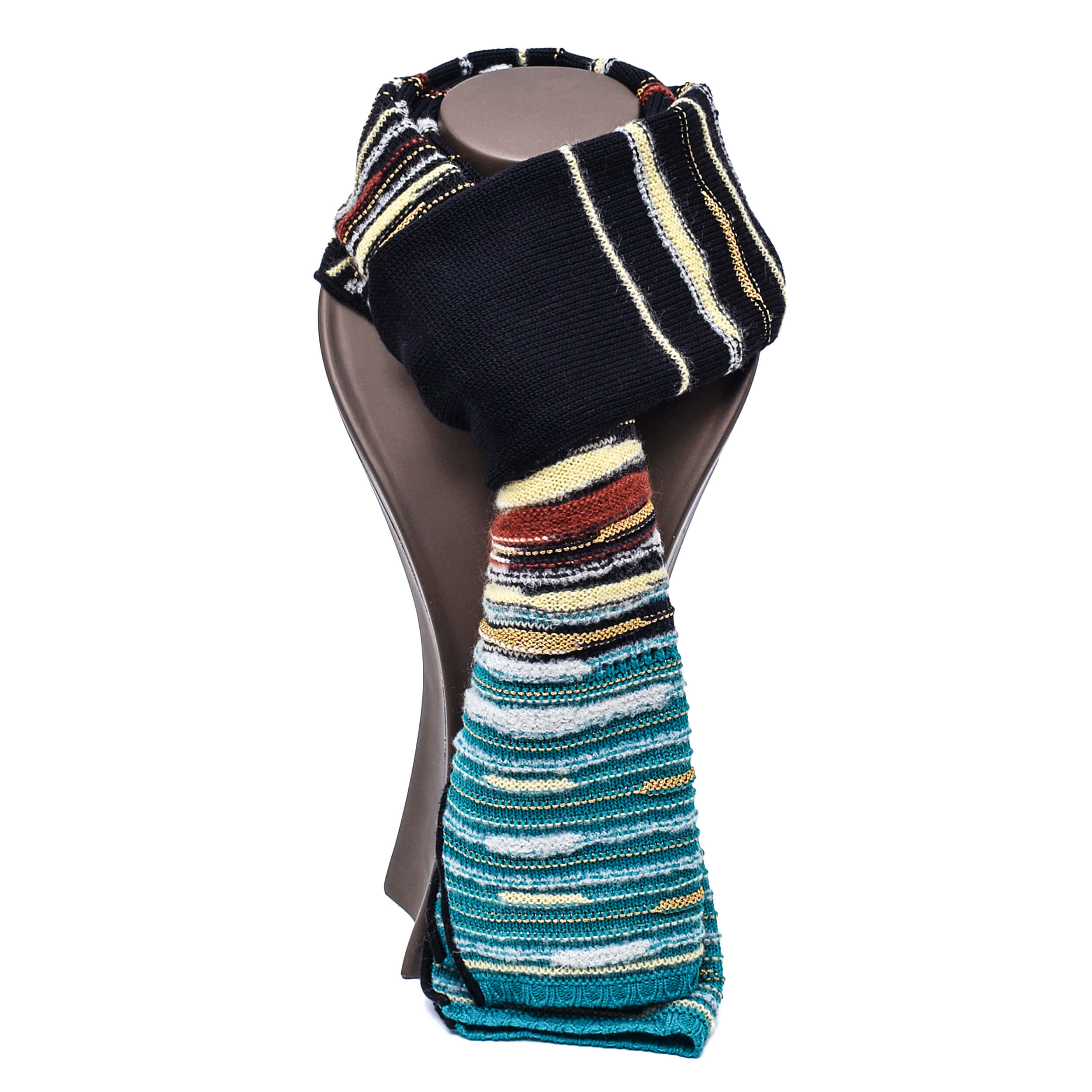 Missoni - Black & Turquoise Striped Knitwear Shawl